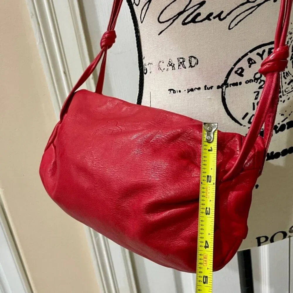 BOHO CHIC Y2K CROSSBODY BAG RED LEATHER MADE IN USA JWM DERR BEND OREGON ICONIC - Picture 8 of 16